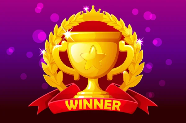 Award gold cup for winner in first place. — Stock Vector