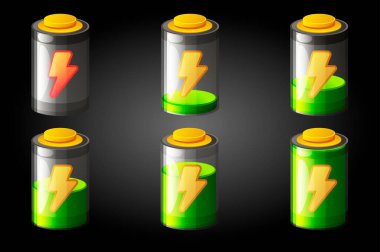 Oyun için şarj edilmiş enerji pillerinden boşaltıma kadar çubuk enerji pilleri.
