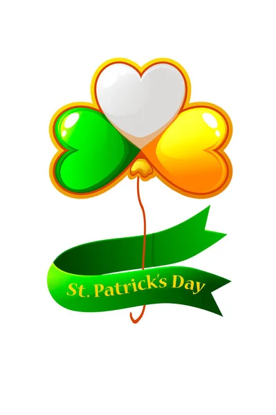 San Patricio Trébol de día en forma de globos bandera de Irlanda. — Vector de stock