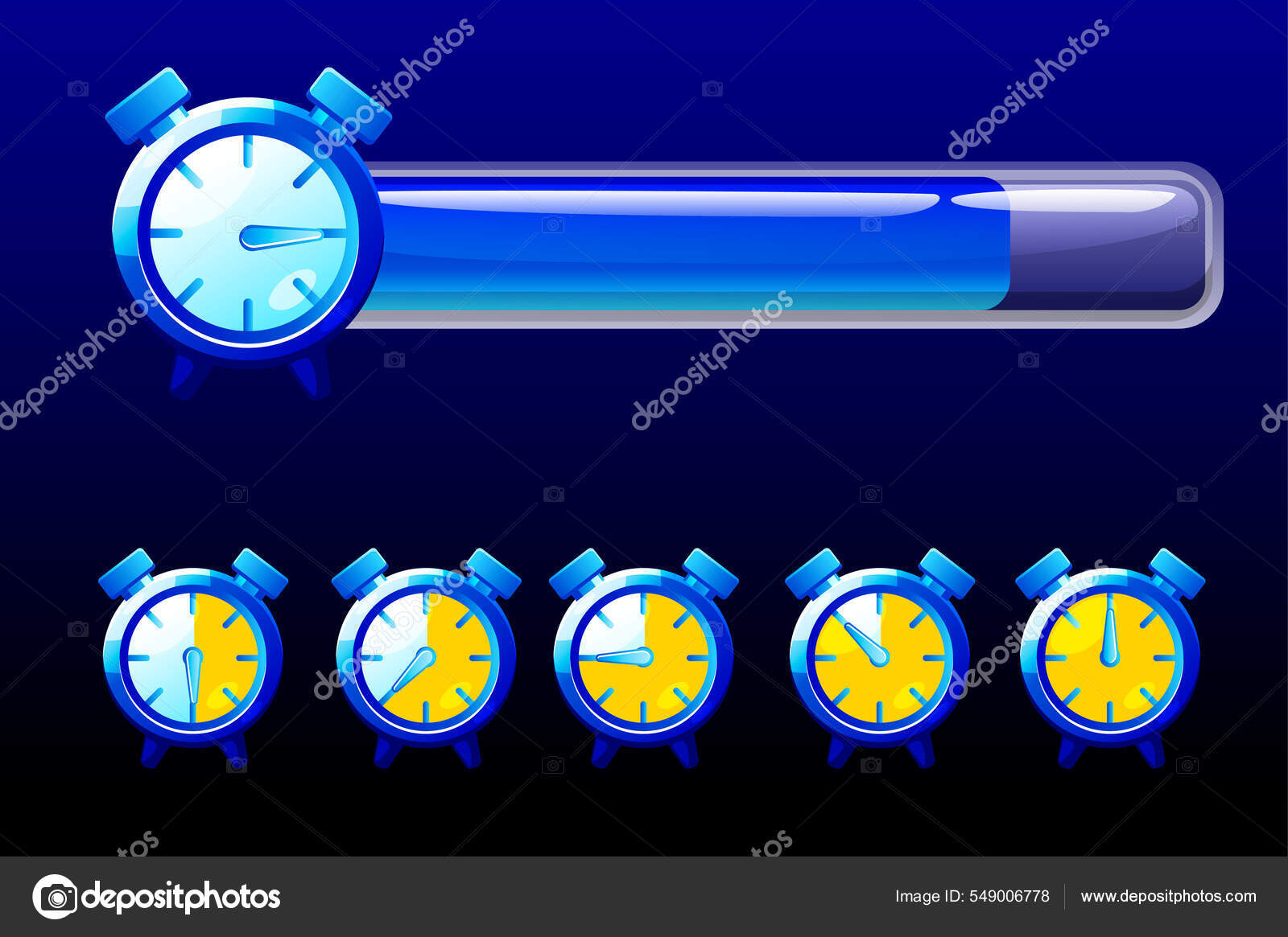 Time Line Bar Blue Clock Icons Game Vector Illustration Set Stock Vector Image by ©BabySofja