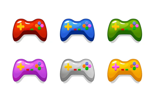 Réglez des joysticks isolés multicolores pour les jeux informatiques. — Image vectorielle