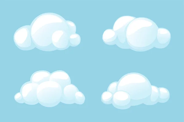 Ensemble de nuages vectoriels isolés, icône de nuages de dessin animé — Image vectorielle