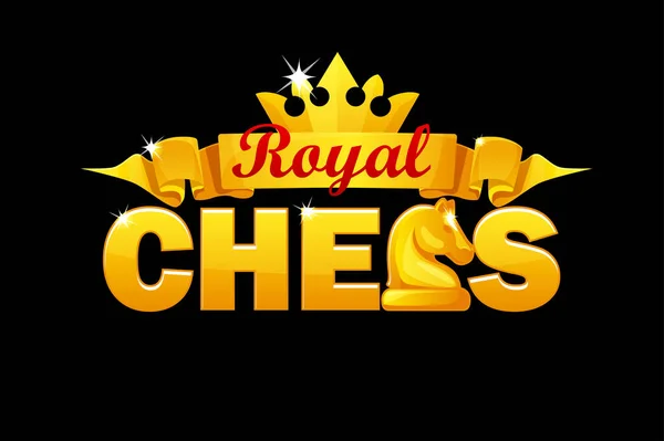 Вектор королевских шахмат для игры. Золотой логотип — стоковый вектор