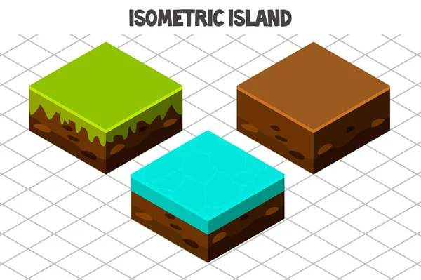 Izometrikus sziget a 2D játékhoz. Természetvédelmi területek — Stock Vector