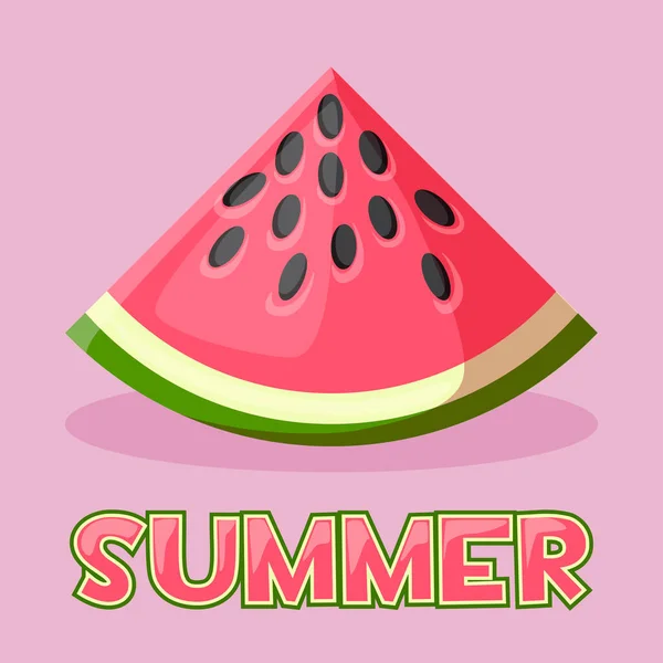 Melancia de fatia bonito, imagem de fruta. Hora de verão —  Vetores de Stock