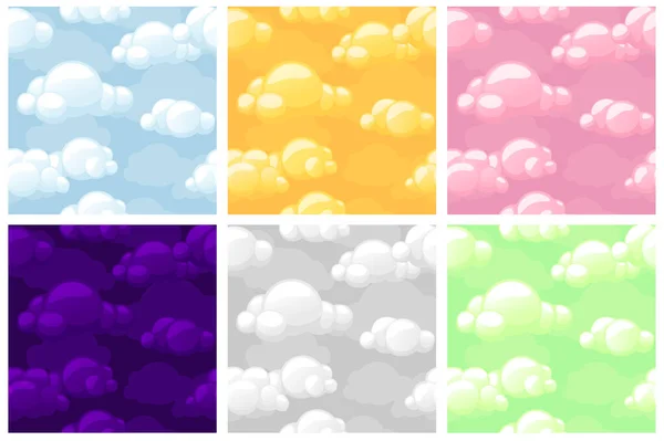 Set seamless Stylized Clouds Texture. Seamless Pattern sky — Stock Vector