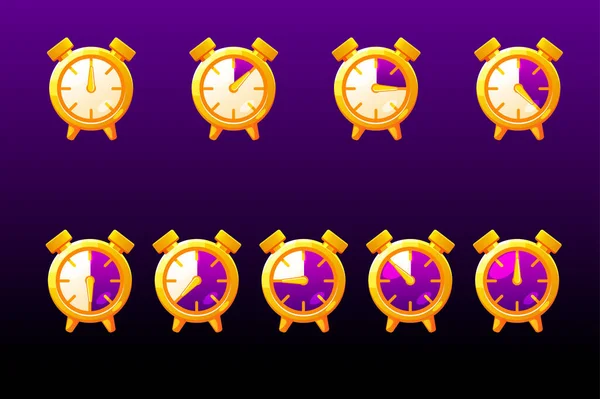 Barra Tiempo Iconos Reloj Para Juego Indicador Línea Reloj Violeta — Archivo Imágenes Vectoriales