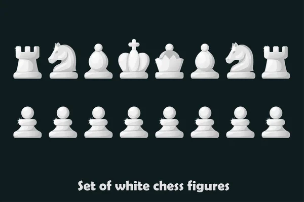 Conjunto Figuras Blancas Para Juego Tablero Estrategia Ajedrez Símbolo Vector — Archivo Imágenes Vectoriales