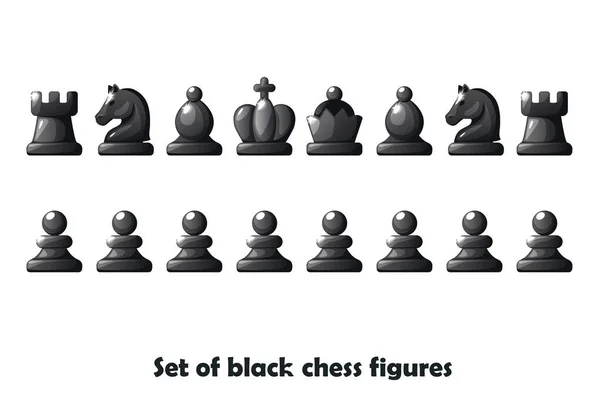 Establecer Figuras Negras Para Juego Tablero Estrategia Ajedrez Símbolo Vector — Archivo Imágenes Vectoriales