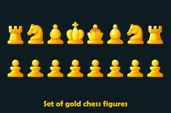 Satranç Stratejisi Oyunu Için Altın Figürler Belirleyin Vektör Simgesi — Stok Vektör