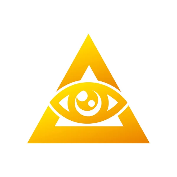 All Seeing Eye Flat Icon Golden Pyramid All Seeing Eye — Stock Vector