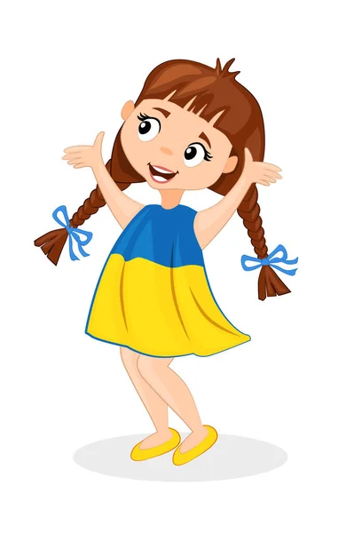 Ukrainian Girl Colors Flag Ukraine Isolated Vector Flat Character Support — Stock Vector