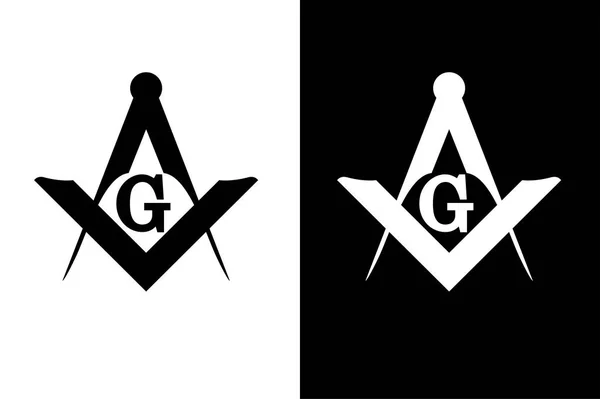 Masonic Square Compass Symbol Black White Color Mystical Occult Sacred — 图库矢量图片