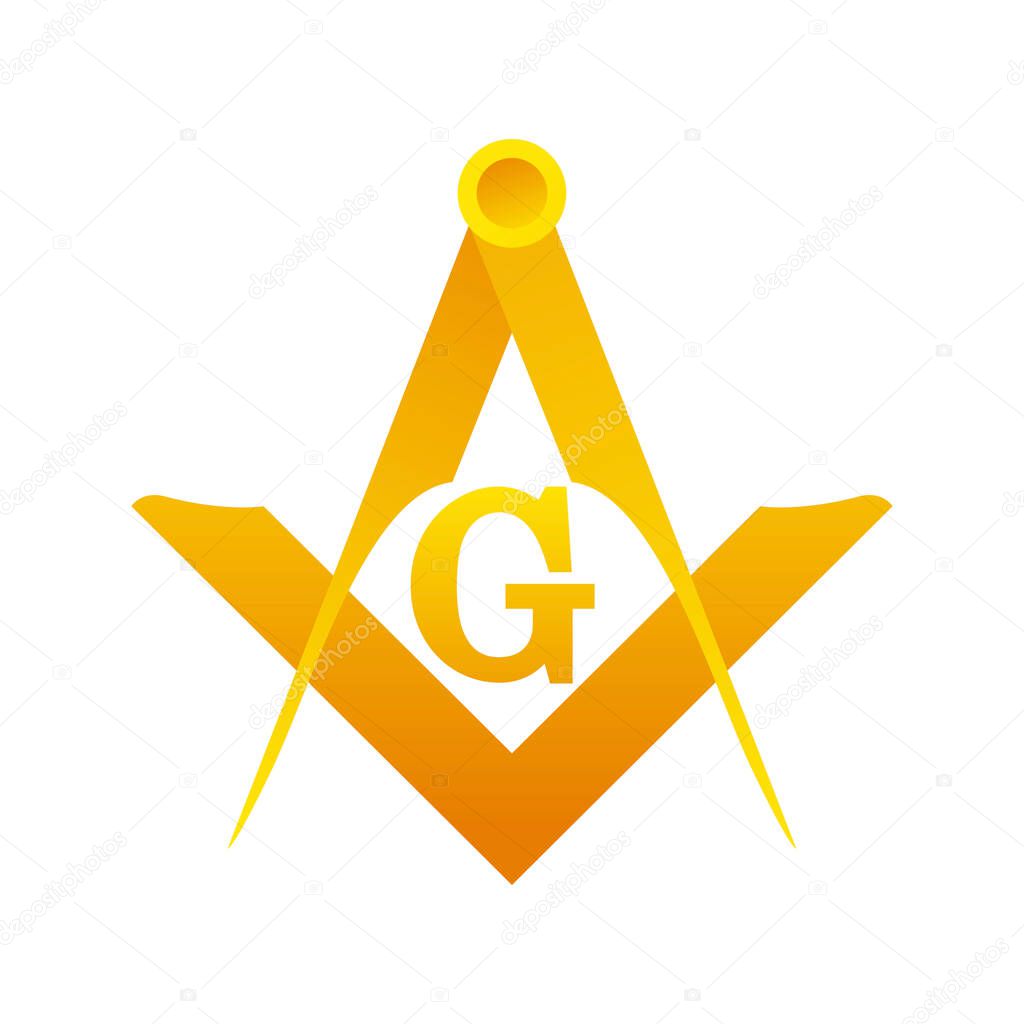 Masonic square and compass symbol. Mystical occult, sacred society.