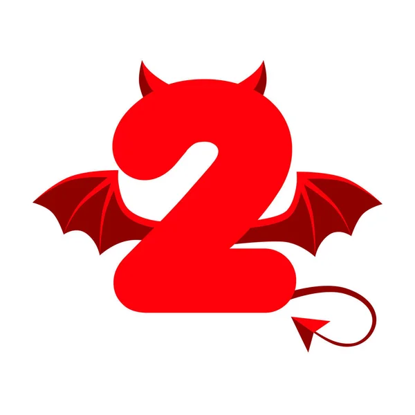 Devil Red Numbers Wings Games Scary Dark Cartoon Demon Two — 스톡 벡터