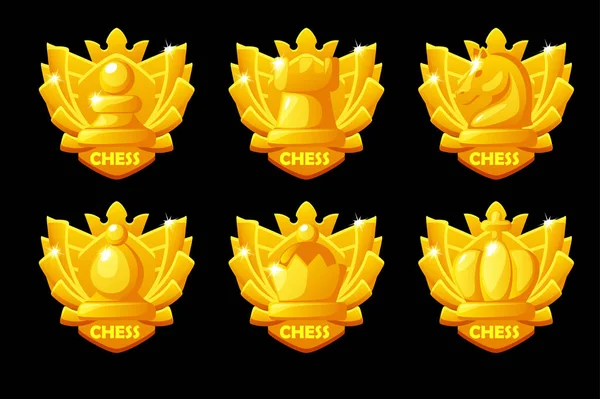 Game Rank Chess Awards Golden Icons Chess Strategy Board Game — Stok Vektör