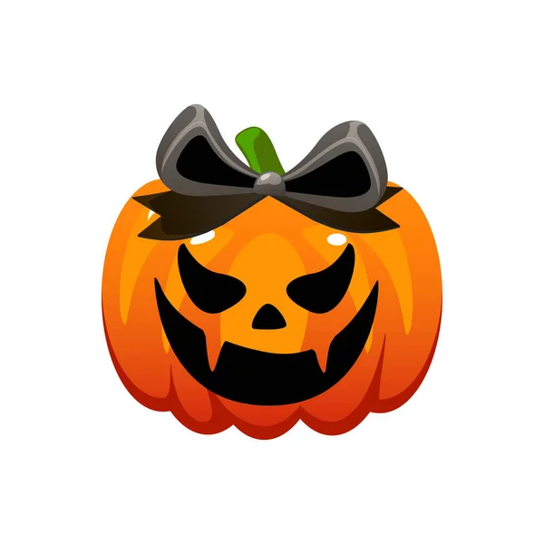 Pumpkin Girl Bow Vector Halloween Symbol October Holiday — Stockvector