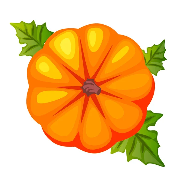 Cartoon Orange Pumpkin Top View Symbol Happy Thanksgiving Pumpkin Icon — 图库矢量图片