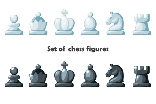 Набор Шахматных Фигур Настольной Игры Шахматы Векторные Черно Белые Фигуры — стоковый вектор
