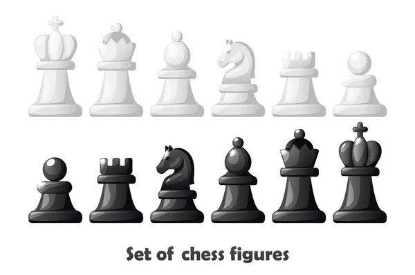 Chess Figures Chess Strategy Board Game Vector Black White Set — Archivo Imágenes Vectoriales