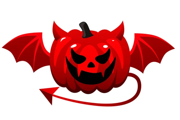Izolovaný Ďábel Halloween Dýně Křídly — Stockový vektor