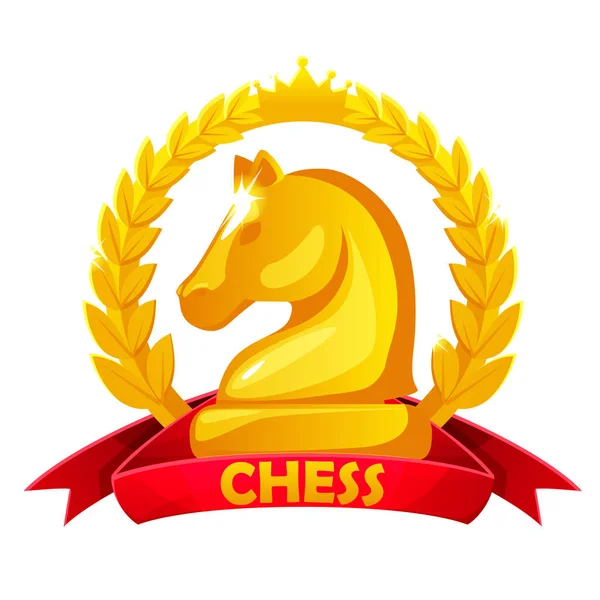 Chess Icon Knight Chess Figure Red Ribbon Chess Strategy Board — 图库矢量图片