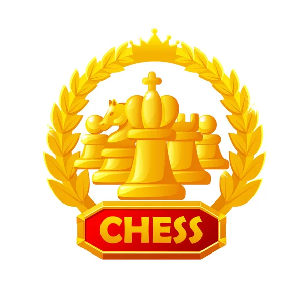 Chess Icon Chess Figures Laurel Wreath Chess Strategy Board Game — 图库矢量图片