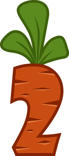 Cartoon Carrot Number Font Kids Number Orange Figure Two — Image vectorielle