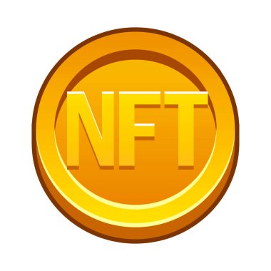 Cryptocurrency, NFT-token Internet currency of the future. Vector Gold NFT coin