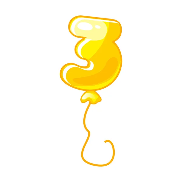 Cartoon Balloon Number Font Kids Numbers Figure Three — Stok Vektör