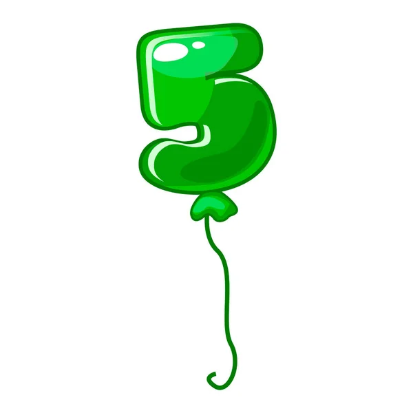 Cartoon Balloon Number Font Kids Numbers Figure Five — ストックベクタ