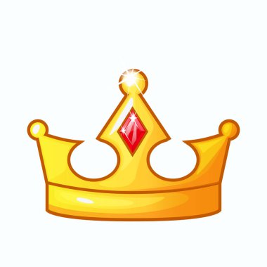 Vector golden crown, isolated cartoon object.