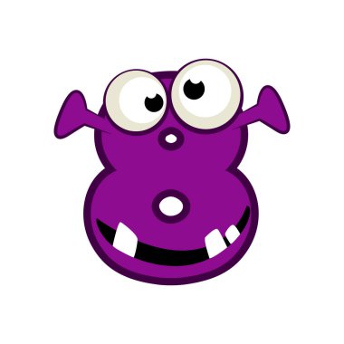Cartoon Character Number eight Monster, vector numerical 8