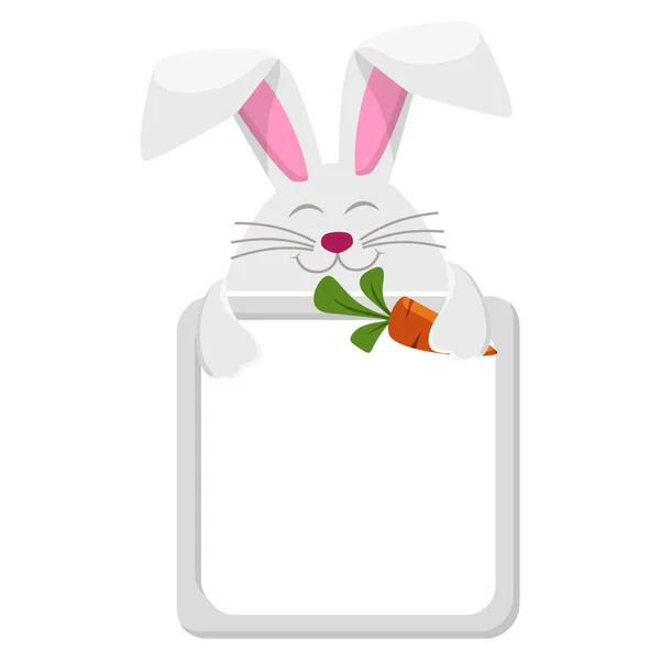 阿凡达框架兔子或野兔与胡萝卜 动物正方形模板游戏 — 图库矢量图片