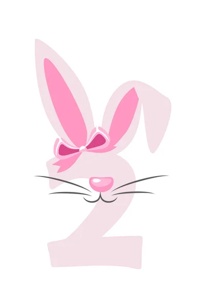 Забавный Кролик Номер Детей Две Цифры Виде Кролика Рассчитывать — стоковый вектор