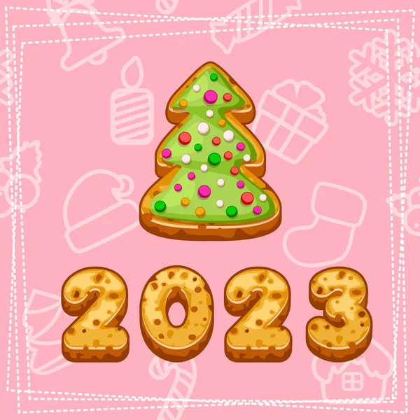Різдвом Новим Роком 2022 Різдвяне Печиво Векторі — стоковий вектор
