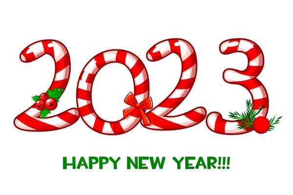 Вітальня Або Плакат Happy New Year 2023 Цукерками Візуальна Картка — стоковий вектор