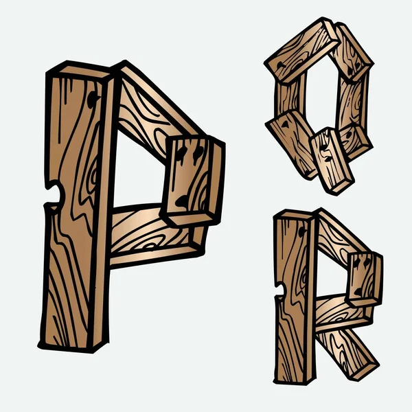 Bois Arbre Texture Lettres Alphabets Police Initiales Abc Anglais Créatif — Image vectorielle