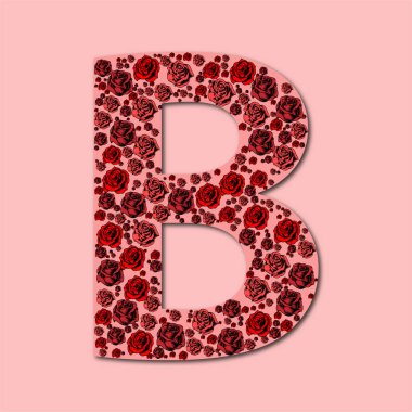 yazı tipi alfabe harfi gül dolu çiçek çiçekli pembe pembe yazı stili vektörü İngilizce büyük harfli bitki b