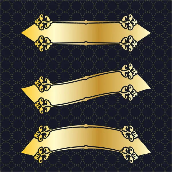 Label Banner Frame Achtergrond Decoratie Goud Luxe Koninklijke Metalen Schat — Stockvector