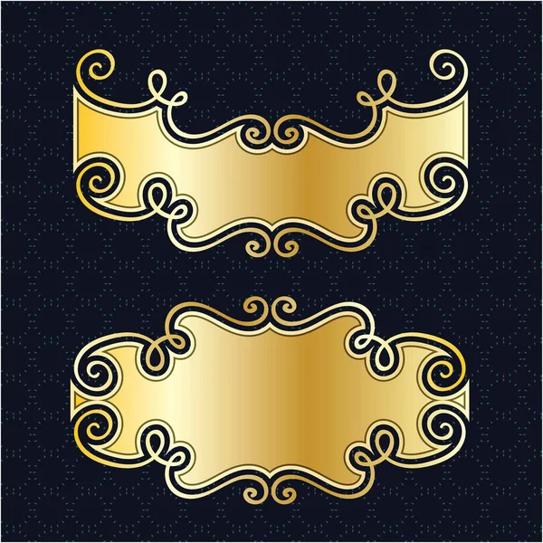 Etichetta Banner Cornice Sfondo Decorazione Oro Lusso Reale Metallo Tesoro — Vettoriale Stock