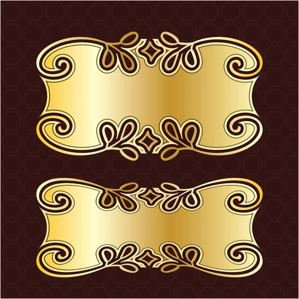 Этикетка Баннер Рамка Украшения Фона Золото Роскошь Королевский Металл Сокровище — стоковый вектор