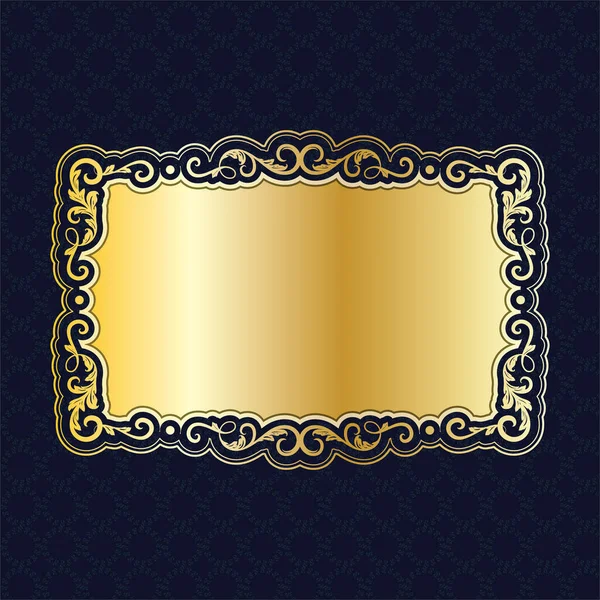 Label Banner Frame Background Decoration Gold Luxury Royal Metal Treasure — Stock Vector