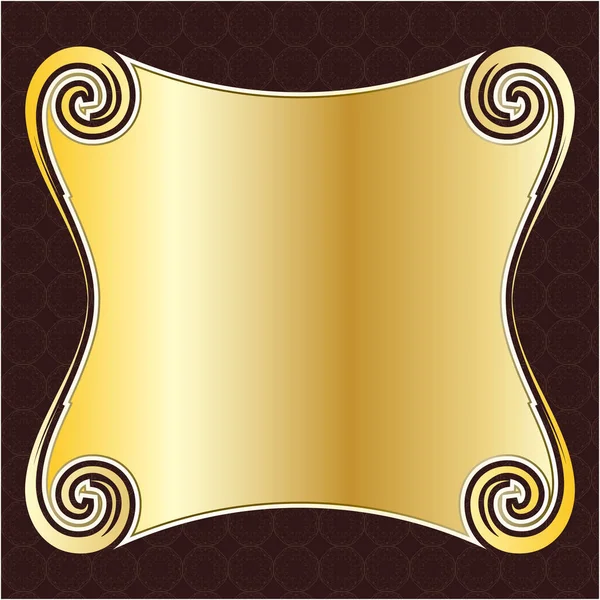 Etikett Banner Ram Bakgrund Dekoration Guld Lyx Kunglig Metall Skatt — Stock vektor