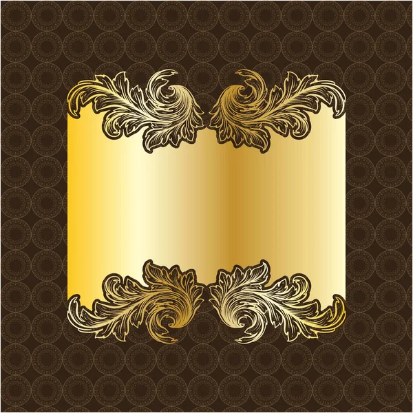 Label Banner Frame Background Decoration Gold Luxury Royal Metal Treasure — Stock Vector