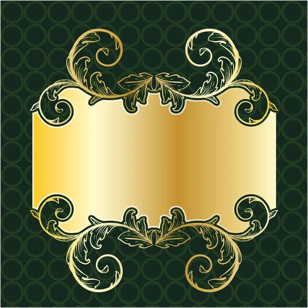 Label Banner Frame Background Decoration Gold Luxury Royal Metal Treasure — Stock Vector