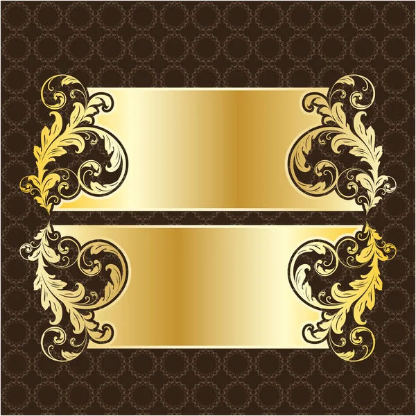Štítek Banner Rám Pozadí Dekorace Zlato Luxusní Královský Kov Poklad — Stockový vektor