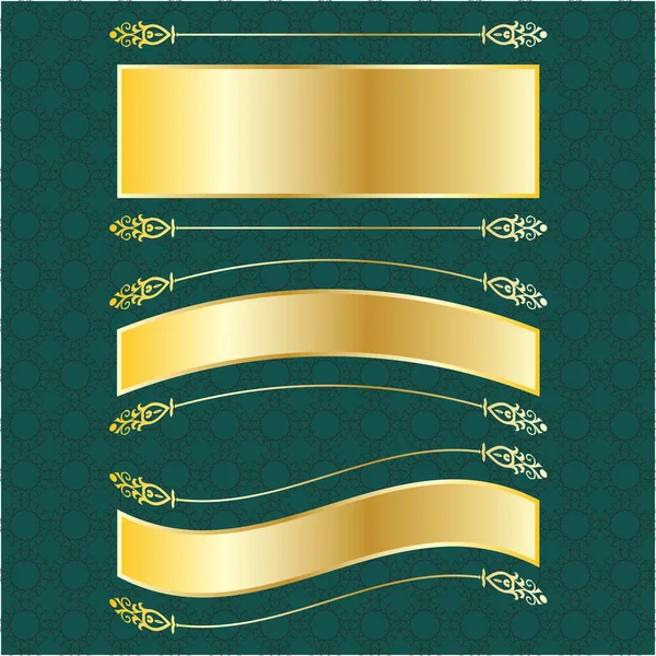 Etichetta Banner Cornice Sfondo Decorazione Oro Lusso Reale Metallo Tesoro — Vettoriale Stock