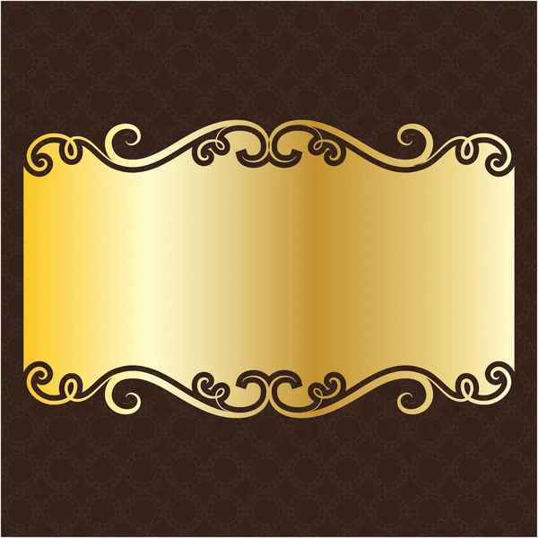Label Banner Frame Background Decoration Gold Luxury Royal Metal Treasure — Stock Vector