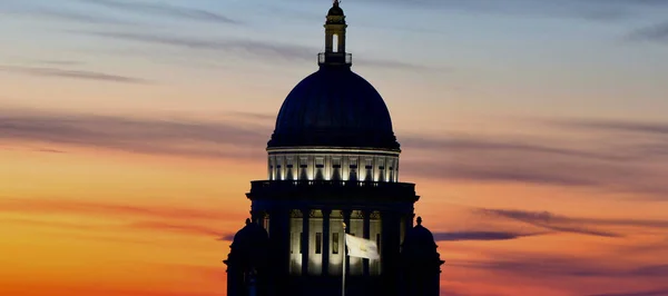 Sun Sets Iconic Dome Rhode Island State House — Stock Photo, Image
